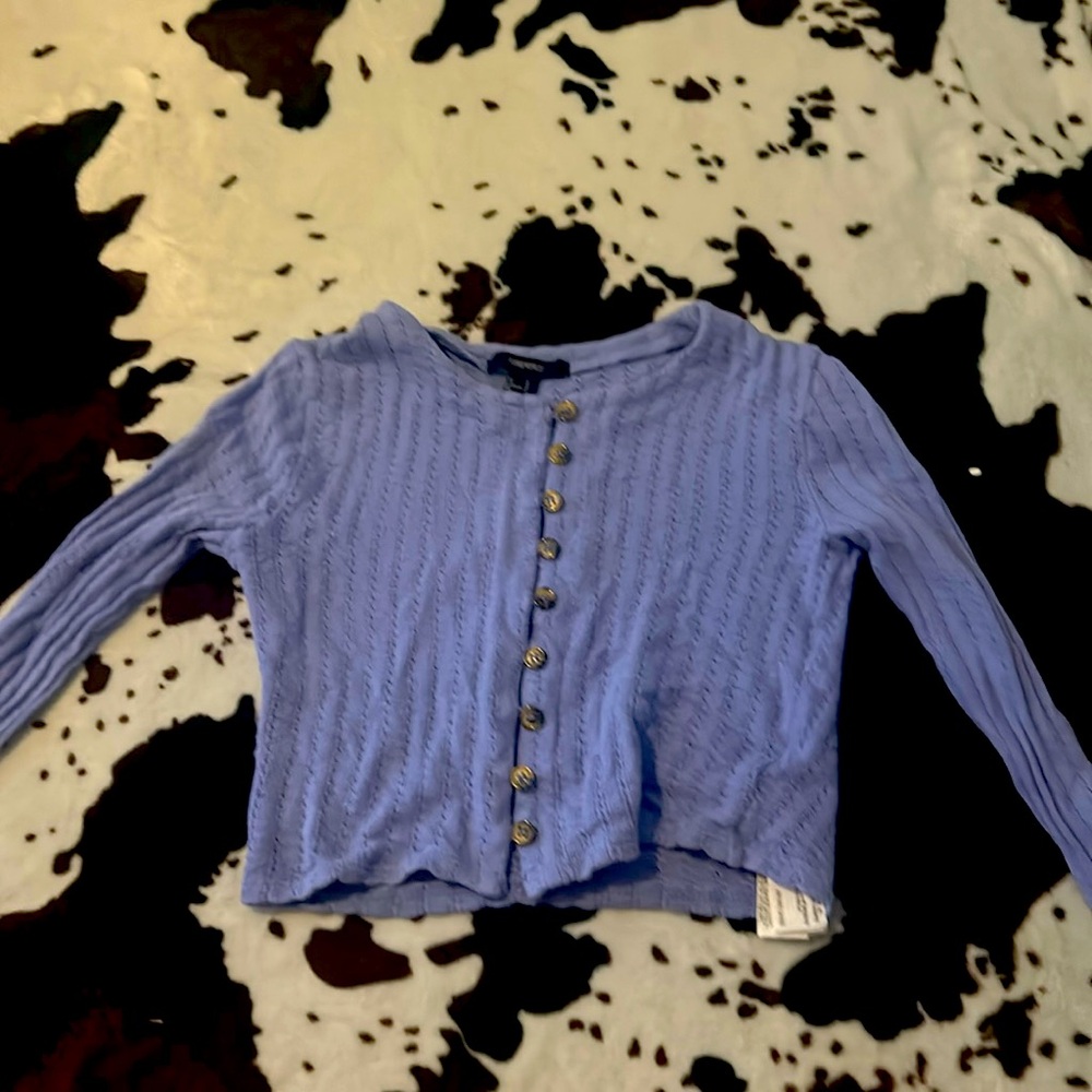 Purple forever 21 cropped cardigan
